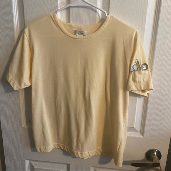 Christoper & Banks Tee Shirt w/ Elephant Giraffe Lion Pocket Women's Size Large - Picture 1 of 5